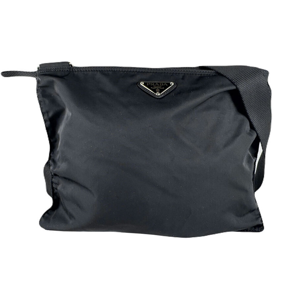 Prada Tessuto Crossbody Bag Black Silver